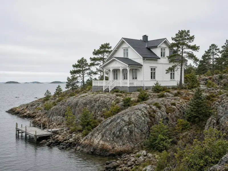 Ponton et rive, contexte de lac