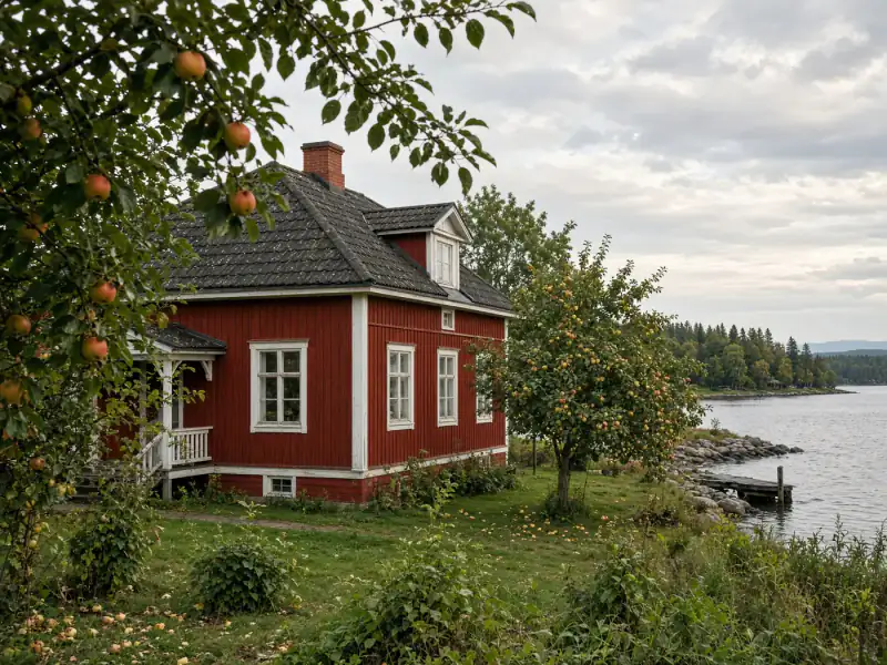 Maison en bois au bord de l'eau, Finlande